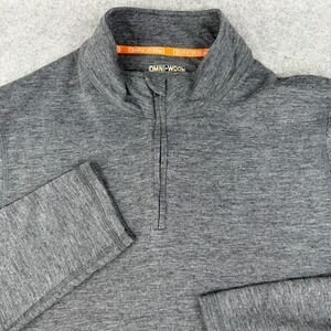 Omni Wool Shirt Mens XL Gray Baselayer Hiking Camp Outdoors 1/4 Zip Pullover
